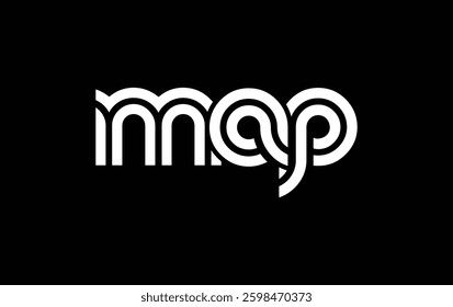MAP Creative Unique Modern Letter Logo Design. Stylized logo featuring a unique letter design, presenting abstract minimalist aesthetics and modern appeal.