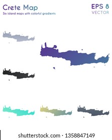 Map of Crete with beautiful gradients. Appealing set of island maps. Fascinating vector illustration.
