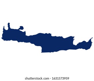 Map of Crete in blue colour