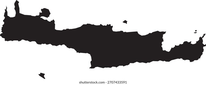 Map of Crete Region of Greece Isolated Silhouette Vector
