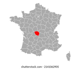 Map of Creuse in France on white