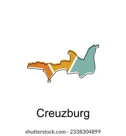 Map of Creuzburg modern outline, map of German country colorful vector Design Template