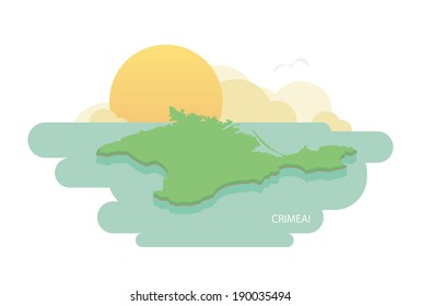 Map of Crimea in the flat style with decorative elements 