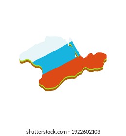 Map of the Crimean Peninsula. Russian flag. Southern resort. Green area. Flat cartoon