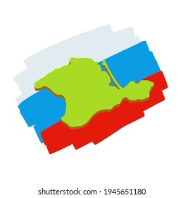 Mapa de la península de Crimea. Bandera rusa. resort del sur. Zona verde. Dibujo plano