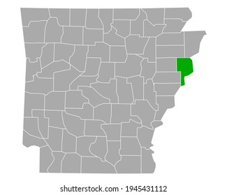 Map of Crittenden in Arkansas on white