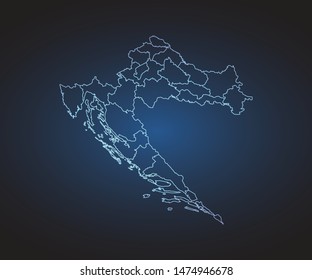 Map of Croatia - Abstract mash line and point scales on circuit dark background. symbol for your web site design map logo, app, ui,Travel. Vector illustration eps 10.