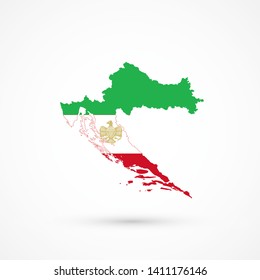 Map Croatia in Ashkali and Balkan Egyptians flag colors, editable vector. 