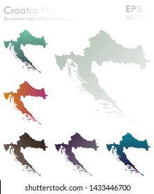 Map of Croatia with beautiful gradients. Adorable set of country maps. Likable vector illustration.