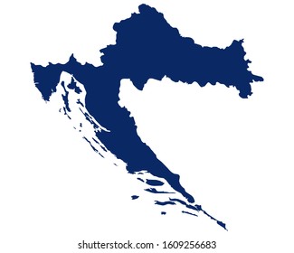 Map of Croatia in blue colour