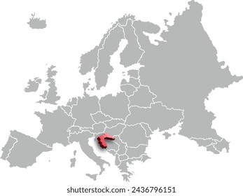 map of CROATIA with the countries of EUROPE 3d isometric