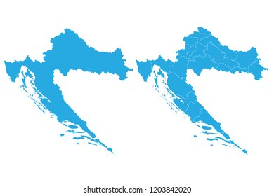 Map - Croatia Couple Set , Map of Croatia,Vector illustration eps 10.