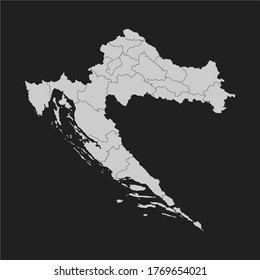 Map Croatia of Europe. Vector ancient map. Symbol for your web site design map logo. app, ui, Travel vector eps10, concept Illustration.