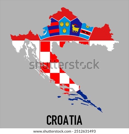 map of Croatia with flag, vector illustration