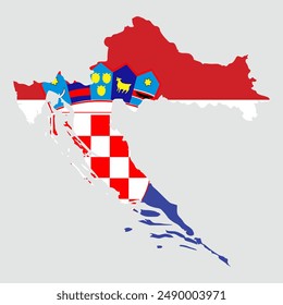 Karte von Kroatien mit Flagge, Vektorillustration