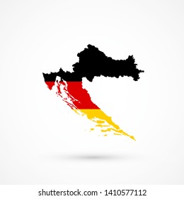 Map Croatia in Germany flag colors, editable vector. 