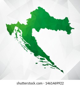 Map of Croatia - Green Geometric Rumpled Triangular , Polygonal Design For Your . Vector illustration eps 10