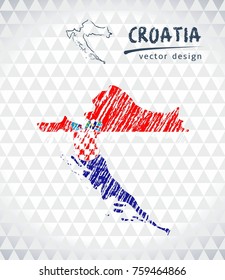 Map of Croatia with hand drawn sketch map inside. Vector illustration