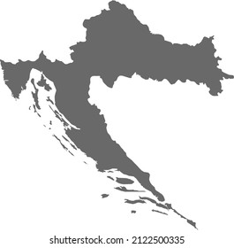 Map of Croatia. High res (300dpi). Highly detailed border representation. Web mercator projection. Scalable vector graphic. For web and print use. Border and fill colors can be changed in eps format.