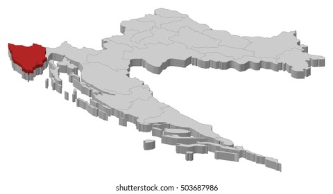 Map - Croatia, Istria - 3D-Illustration