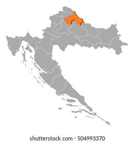 Map - Croatia, Koprivnica-Krizevci