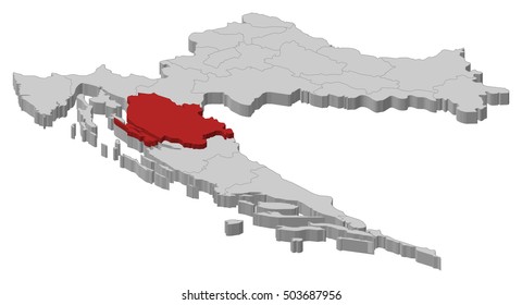 Map - Croatia, Lika-Senj - 3D-Illustration