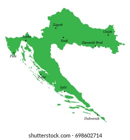 map of Croatia with main cities