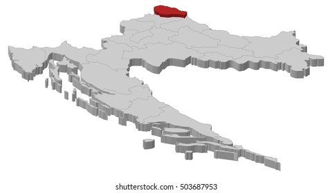 Map - Croatia, Medimurje - 3D-Illustration