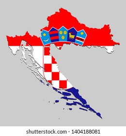 Map of Croatia with national flag. Vector Illustration.
