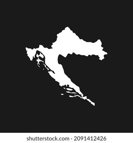 Map of Croatia on Black Background