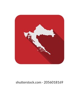 Mapa de Croacia en la plaza roja con una larga sombra