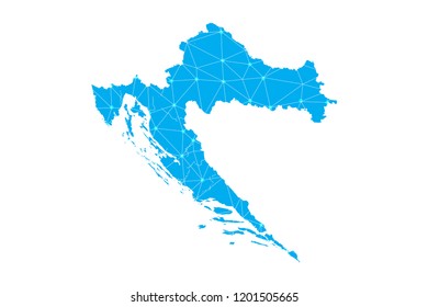 Map of Croatia from Polygonal wire frame low poly mesh,Croatia map  Vector Illustration EPS10.