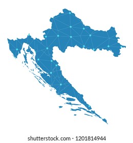 Map of Croatia from Polygonal wire frame low poly mesh,Croatia map Vector Illustration EPS10.