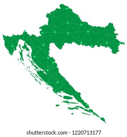 Map of Croatia from Polygonal wire frame low poly mesh,Croatia map Vector Illustration EPS10.
