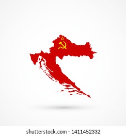 Map Croatia in Union of Soviet Socialist Republics (USSR) flag colors, editable vector. 