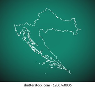Map of Croatia,Green map on dark background. Vector illustration eps 10.