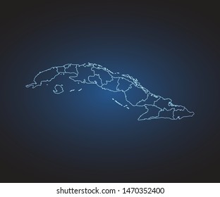 Map of Cuba - Abstract mash line and point scales on circuit dark background. symbol for your web site design map logo, app, ui,Travel. Vector illustration eps 10.