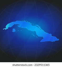 Mapa de Cuba de color azul. Plantilla para sitio web, informe anual, noticias, infografías. Ilustración vectorial 