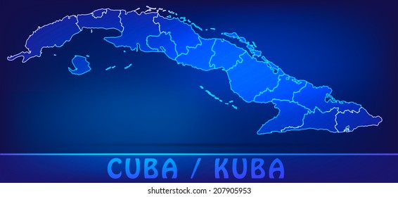 Map of Cuba with borders as scribble