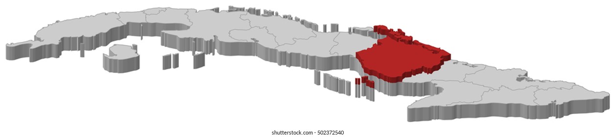 Map - Cuba, Camagueey - 3D-Illustration