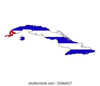 map of Cuba filled with flag of the state