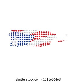 Map of Cuba with flag. Pointillism style. Vector illustration design