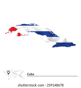 Map of Cuba with flag - vector illustration