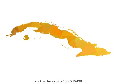 Mapa de Cuba - Diseño Poligonal de Oro Para Tu Viaje. Ilustración vectorial eps 10.