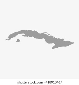 Map  of Cuba in gray on a white background
