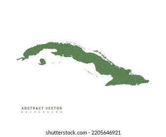 Map of Cuba green simple outline. Stylized minimal line design vector.