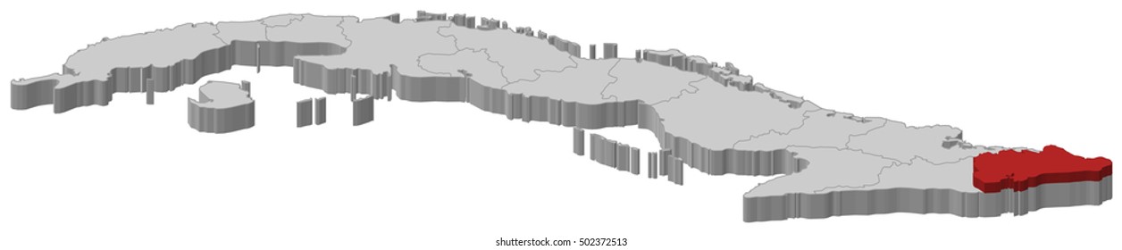 Map - Cuba, Guantanamo - 3D-Illustration