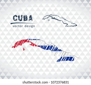Map of Cuba with hand drawn sketch pen map inside. Vector illustration