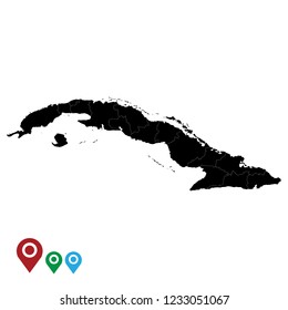 Map of Cuba, High Detailed Map of Cuba isolated on white background.Vector illustration eps 10