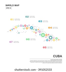 Map Of Cuba Infographic design template with gear chain
